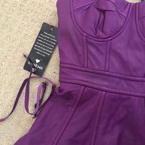 BEBE purple leather dress